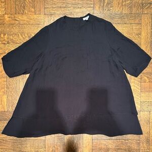 Morgane Le Fay Semi-Sheer Black 100% Silk Top Blouse Short Sleeves Size Large